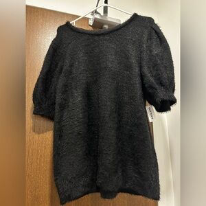 Old Navy Black Fuzzy Knit Top